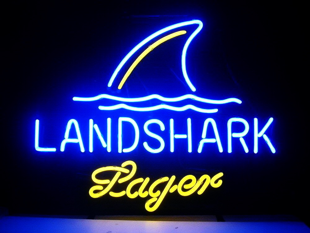Land Shark Lager Blue Script Neon Sign
